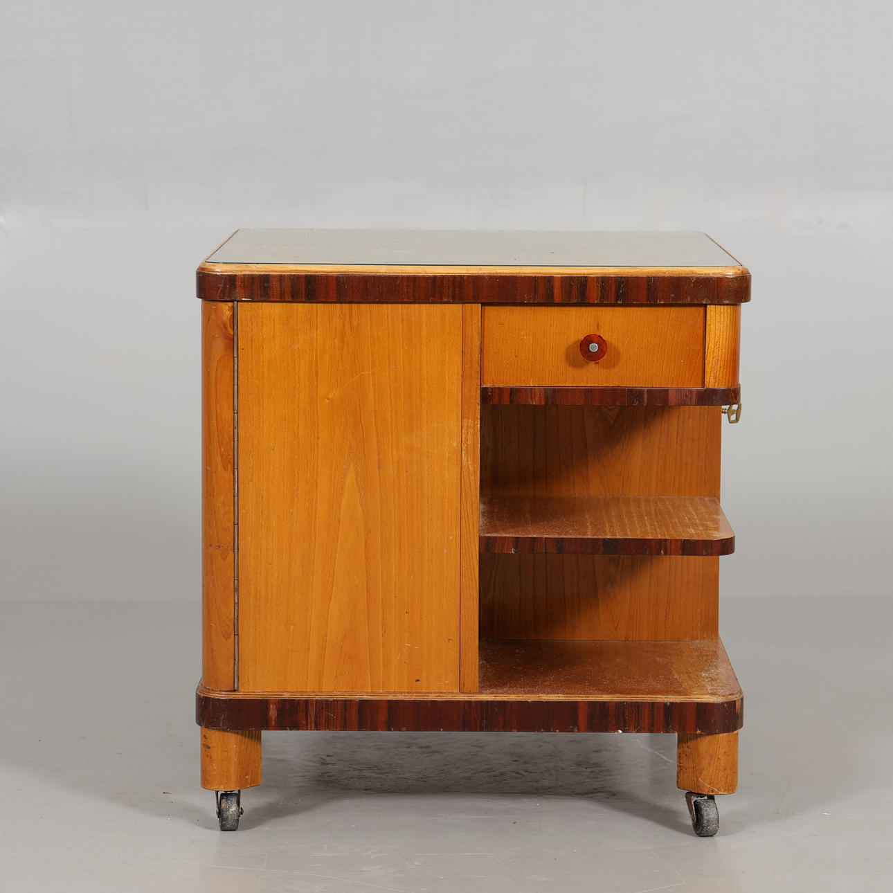 SMOKING TABLE with glass top, art deco.