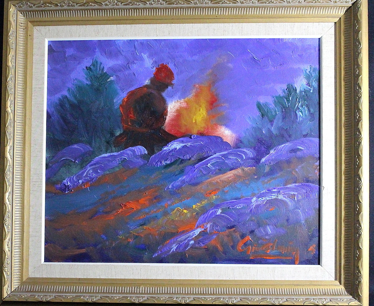 GÖSTA HENNING. olja på duk, samemotiv, signerad.