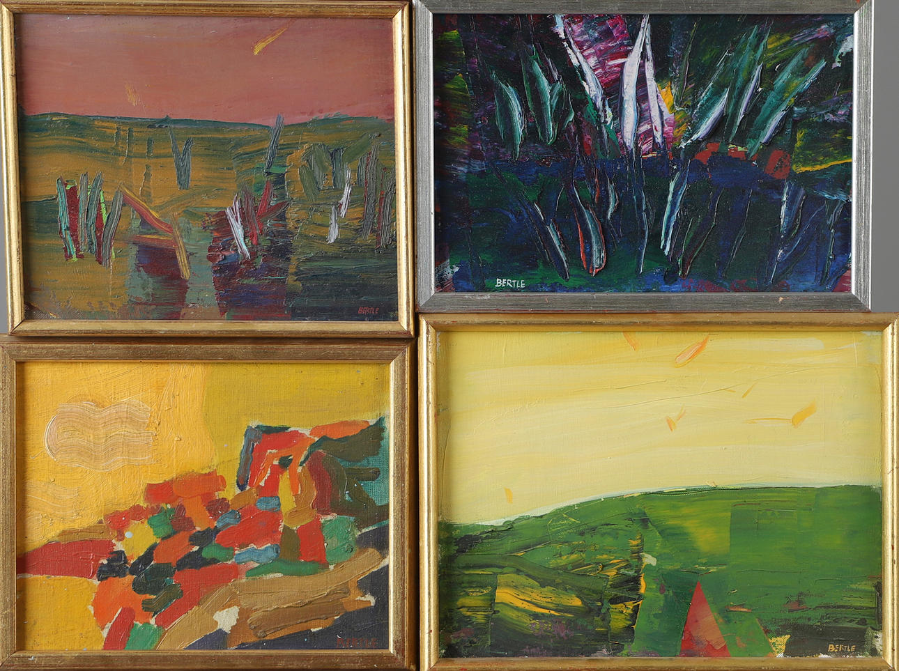 LARS BERTLE. 4 pieces, oil on panel, signed Bertle.