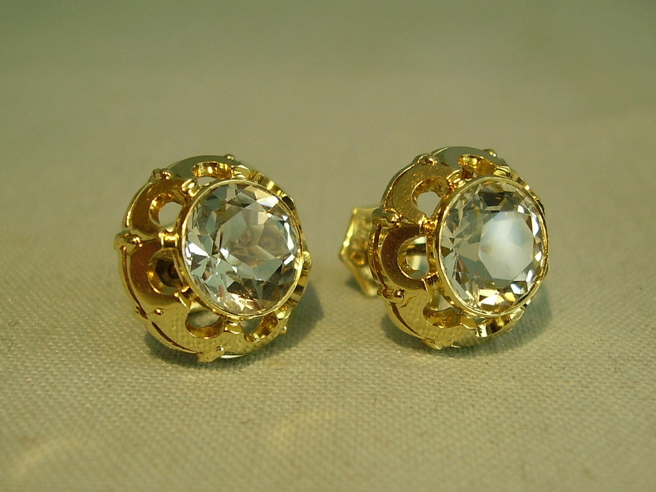 AKVAMARIN ÖRA DUBBAR GULT GULD 14 KARAT ANTIK.