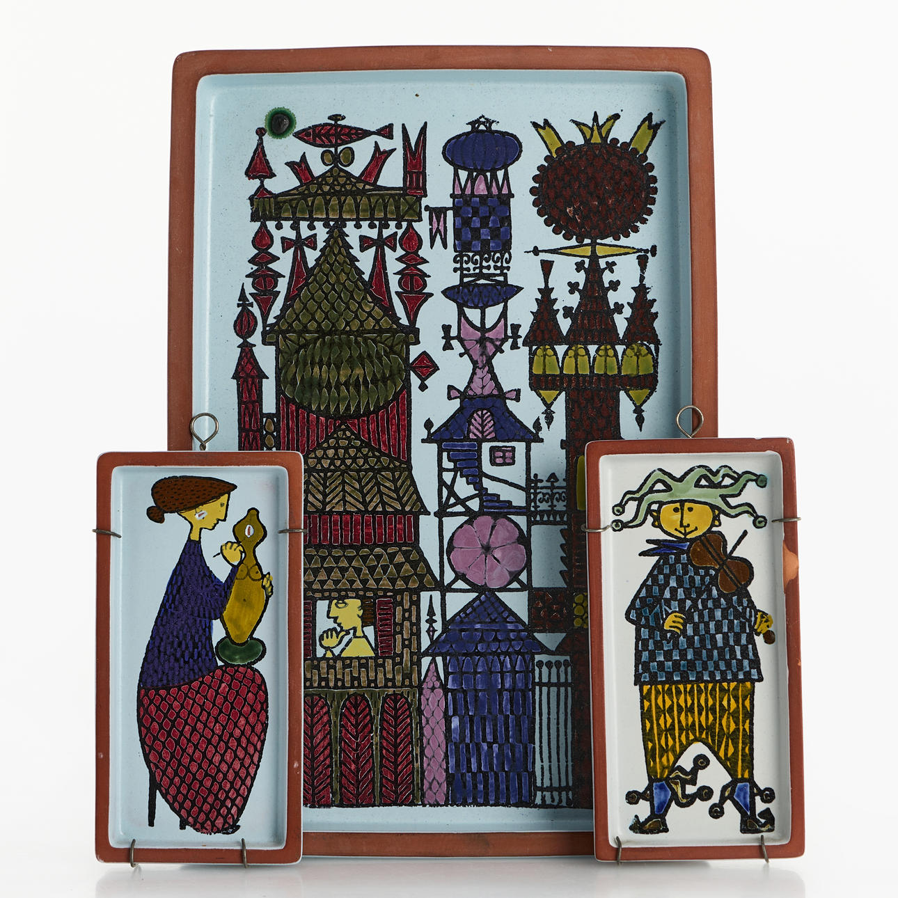 STIG LINDBERG. A set of 3 “Karneval” saucers, Gustavsberg, faience