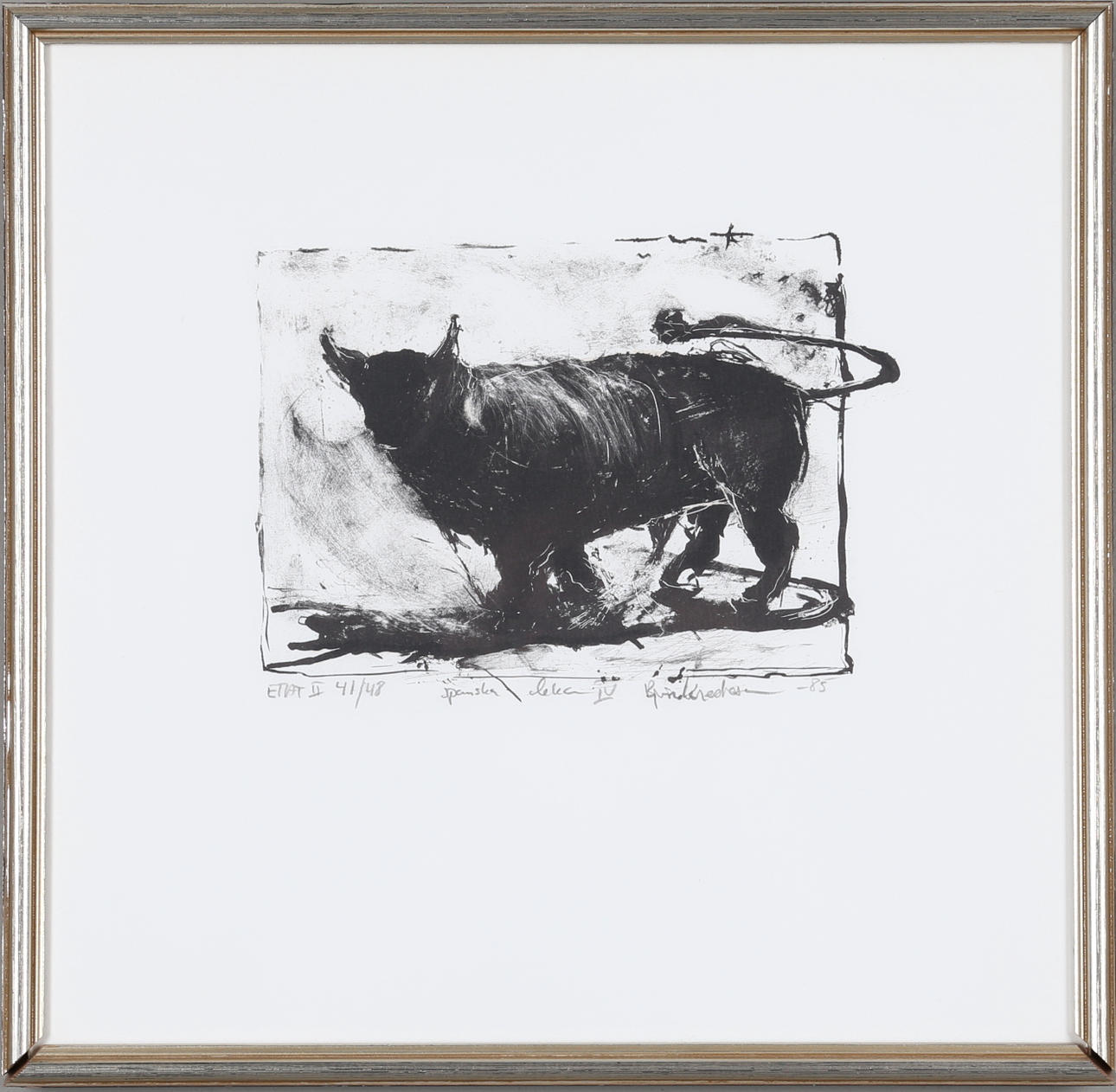 BJÖRN KRESTESEN. "Spanska lekar IV", litografi, signerad samt numrerad 41/48.