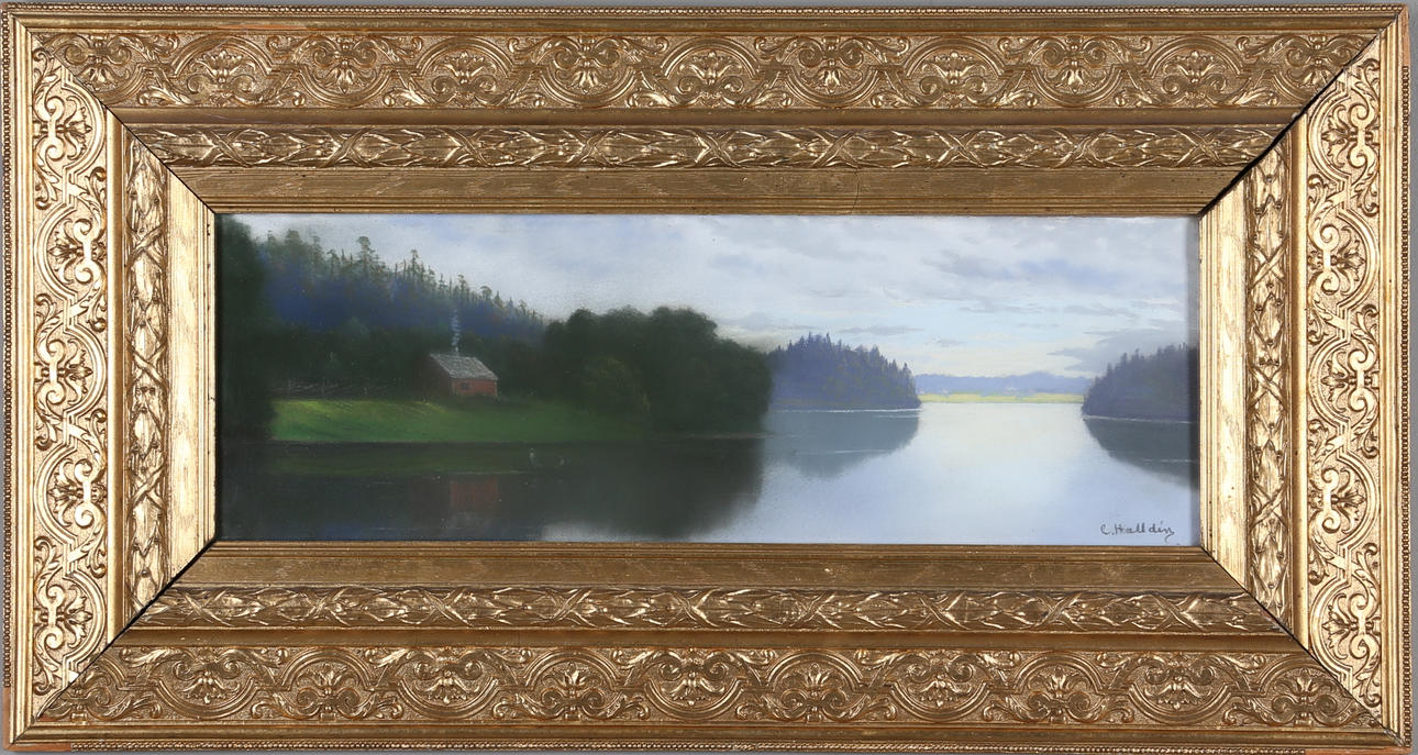 OKÄND KONSTNÄR, krita på papper, signerad C. Halldin.