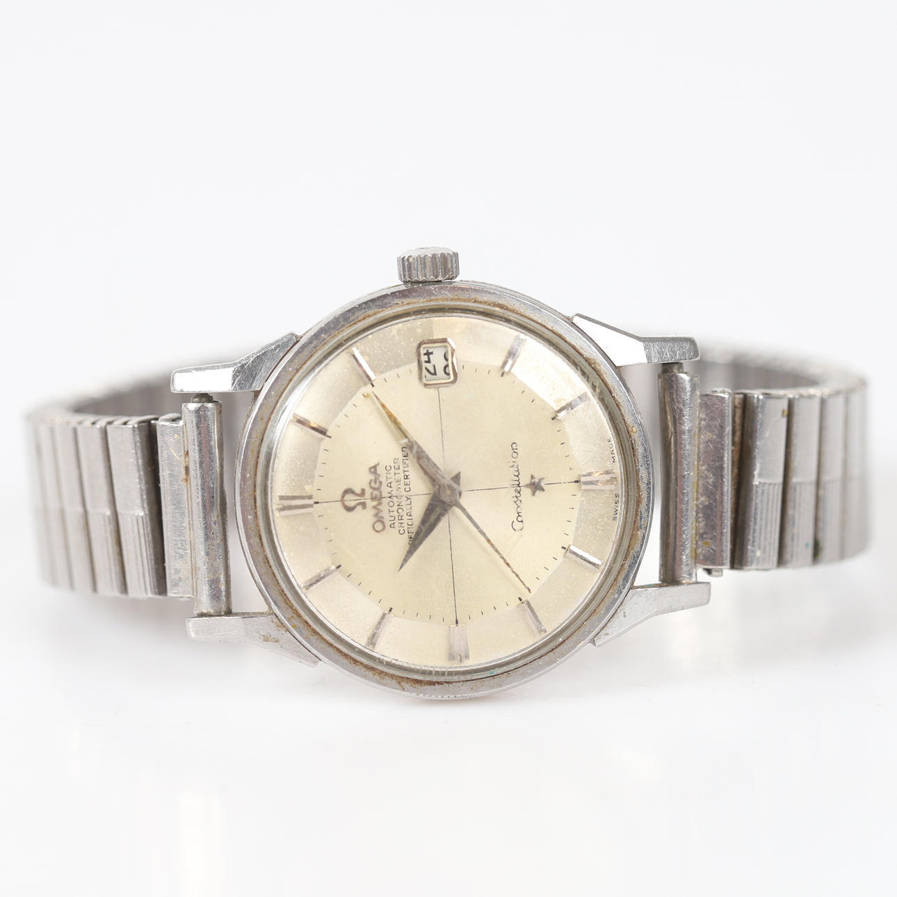 WRISTWATCH, Omega “Pie Pan”, Constellation, automatic, steel.
