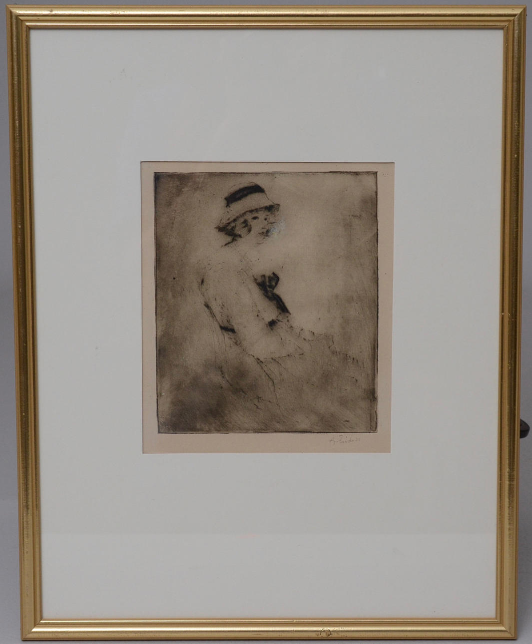 AXEL FRIDELL. Fröken Ulla Hybinette, etsning.