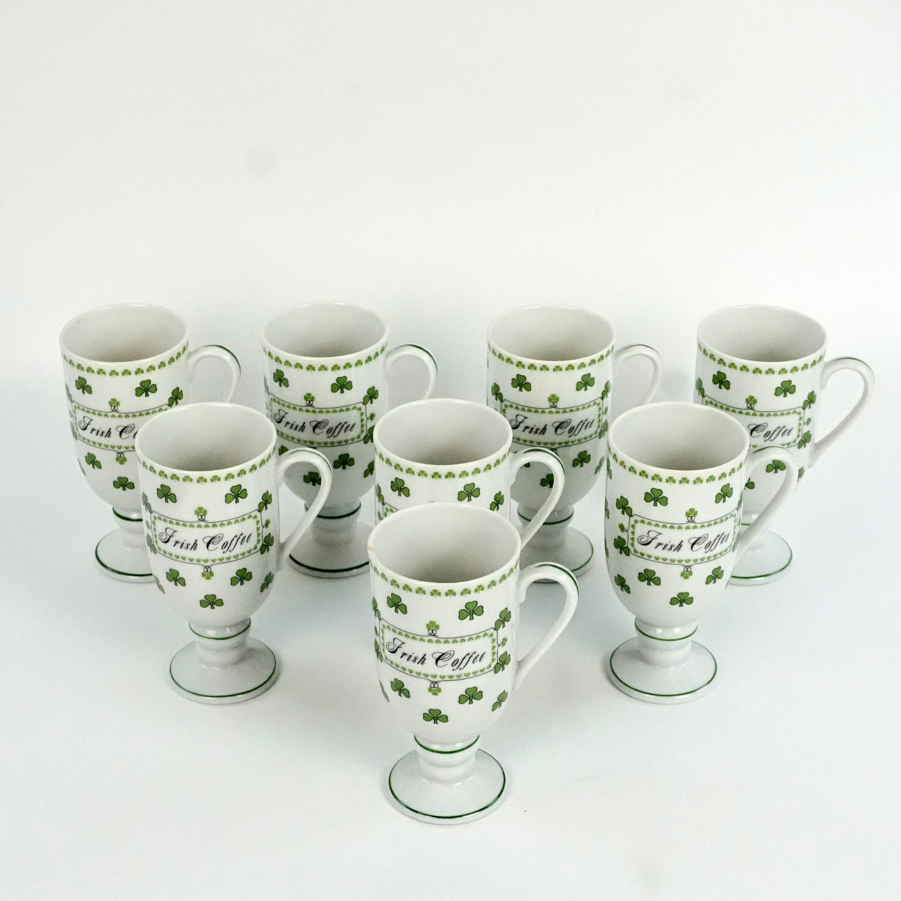 IRISH COFFEE MUGS, 8 pcs, porcelain.