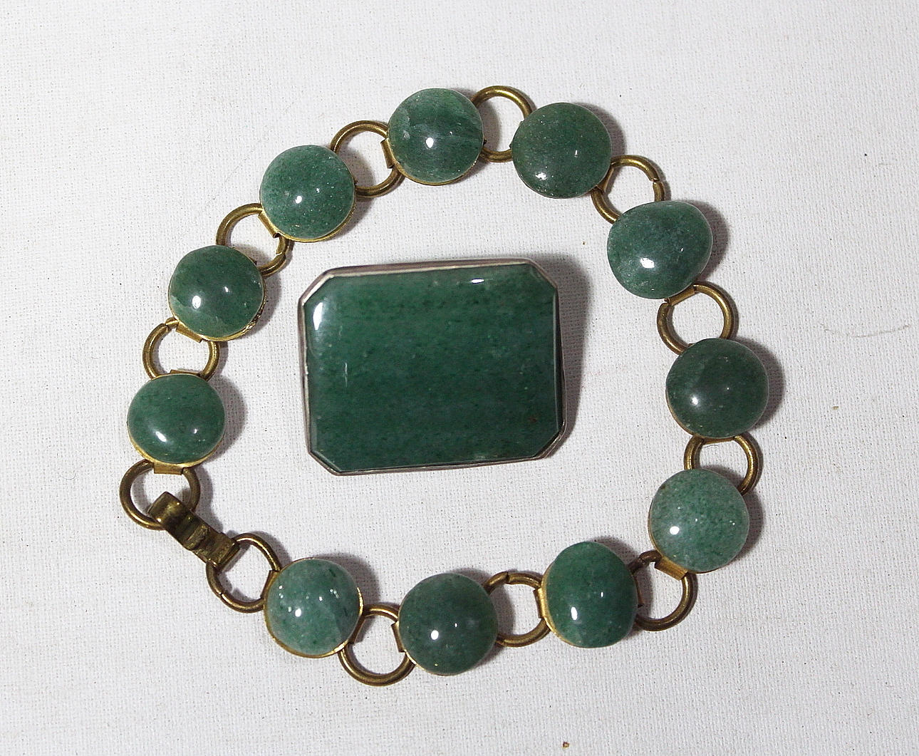 ARMLÄNK och Brosch, vintage, troligtvis Jade.
