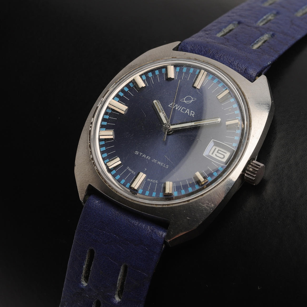 Wristwatch, Enicar, Ocean pearl, mechanical, date.