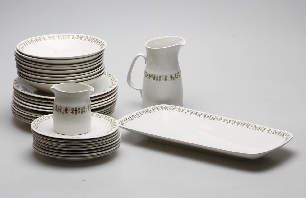 SERVISDELAR, 30 delar, flintgods, "Vinruta", Rörstrand, 1960-tal.