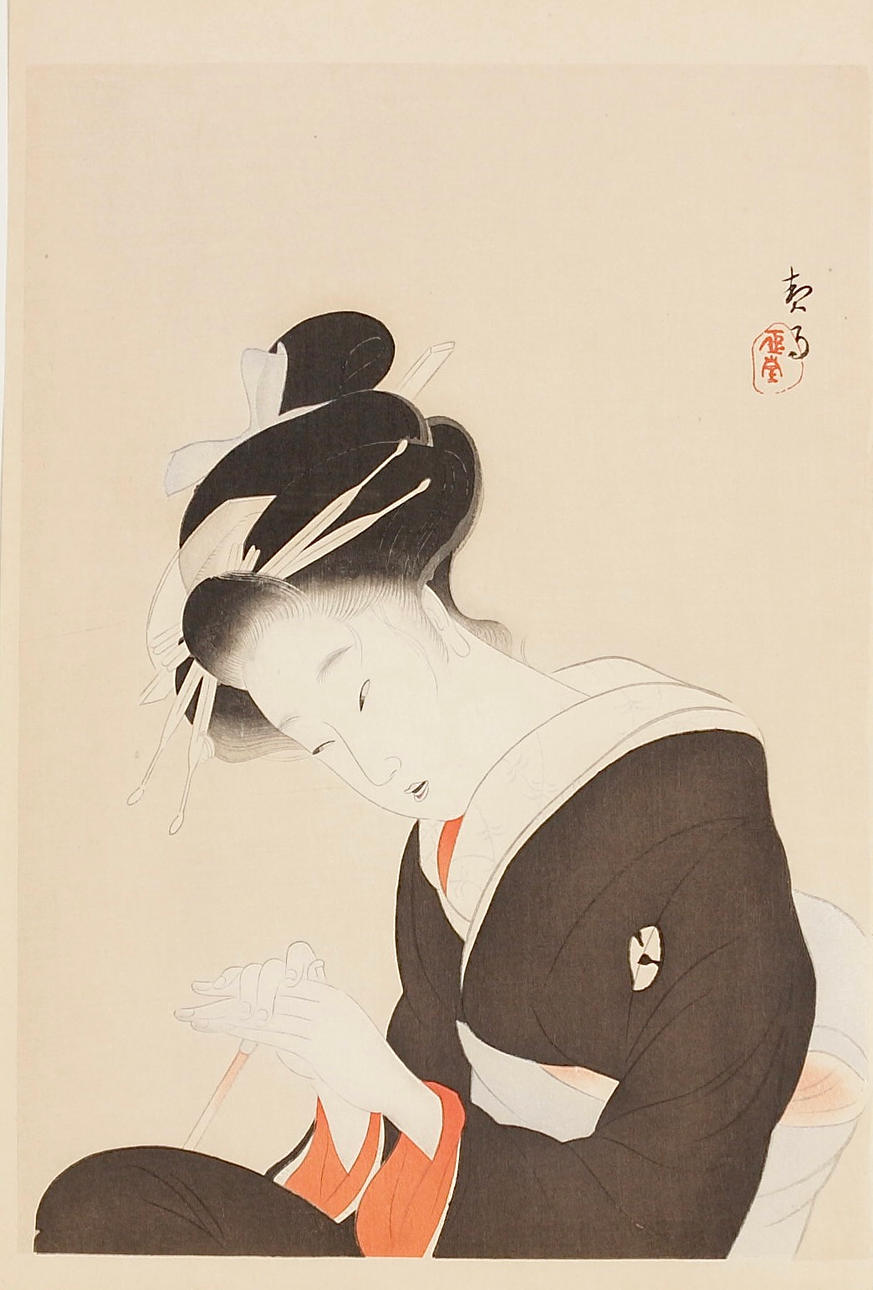 Ｋ．KIKUCHI 絵画 KIKUCHI KEIGETSU. woodcut, from “Dai Chikamatsu Zenshu” (The