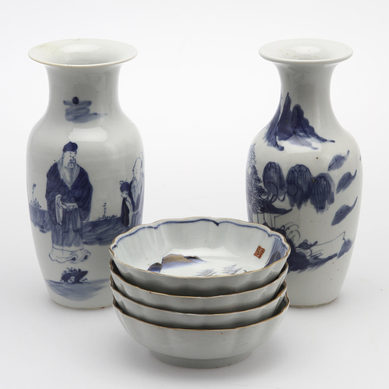 PARTI PORSLIN, 6 delar, Kina samt Japan, 1800/1900-tal.