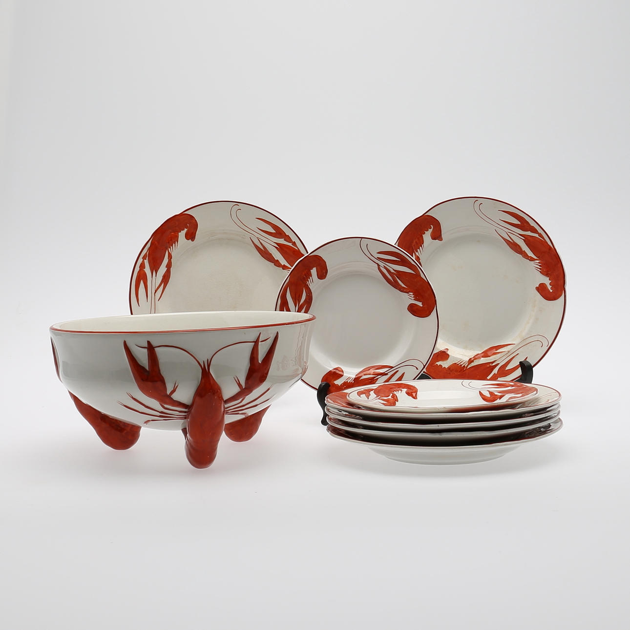 KRÄFTSERVIS i flintgods, 9 delar, Rörstrand, 1900-talets början.