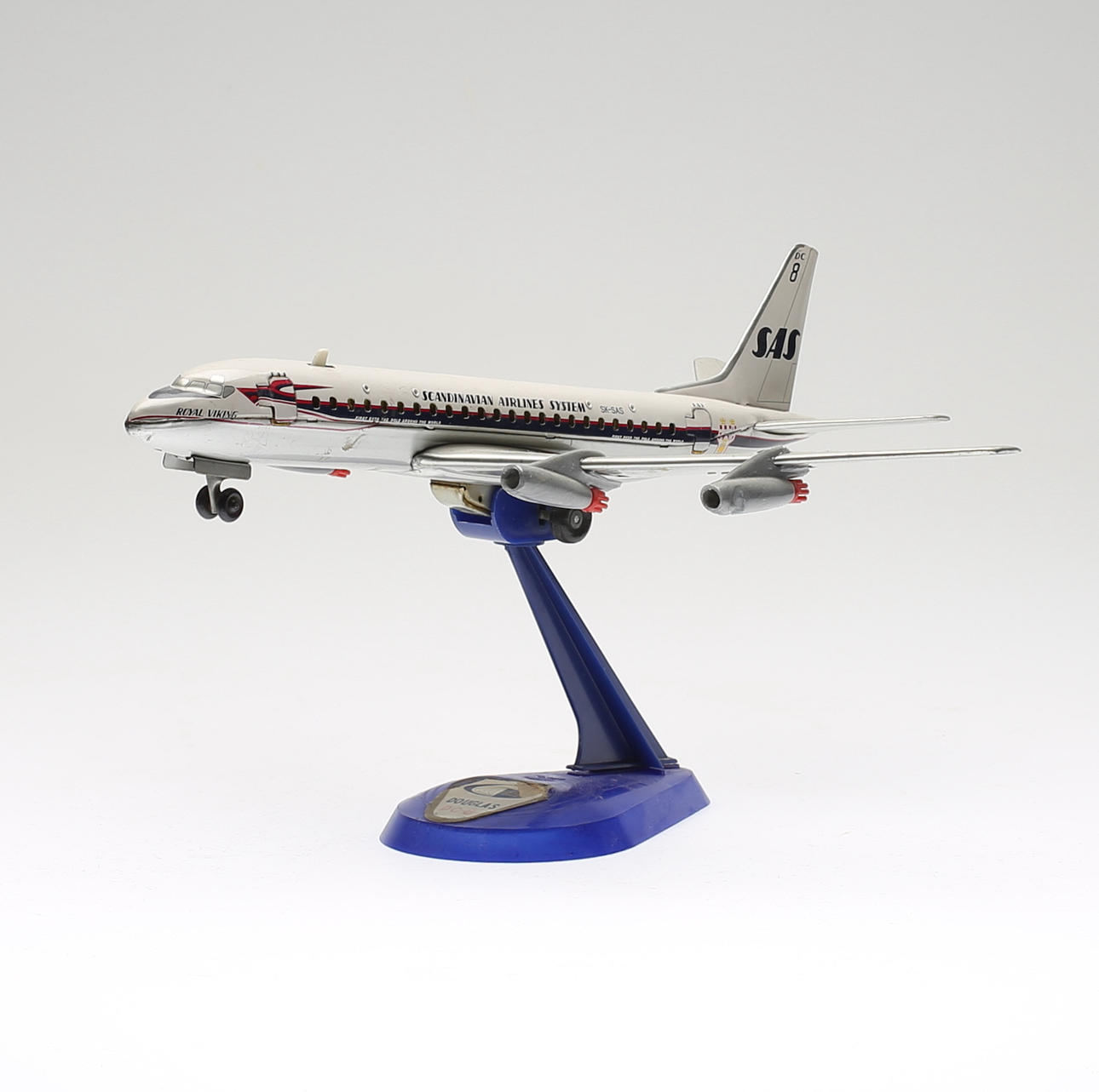 MODELLFLYGPLAN, plåt, "SAS Douglas DC-8", 1900-talets andra hälft.