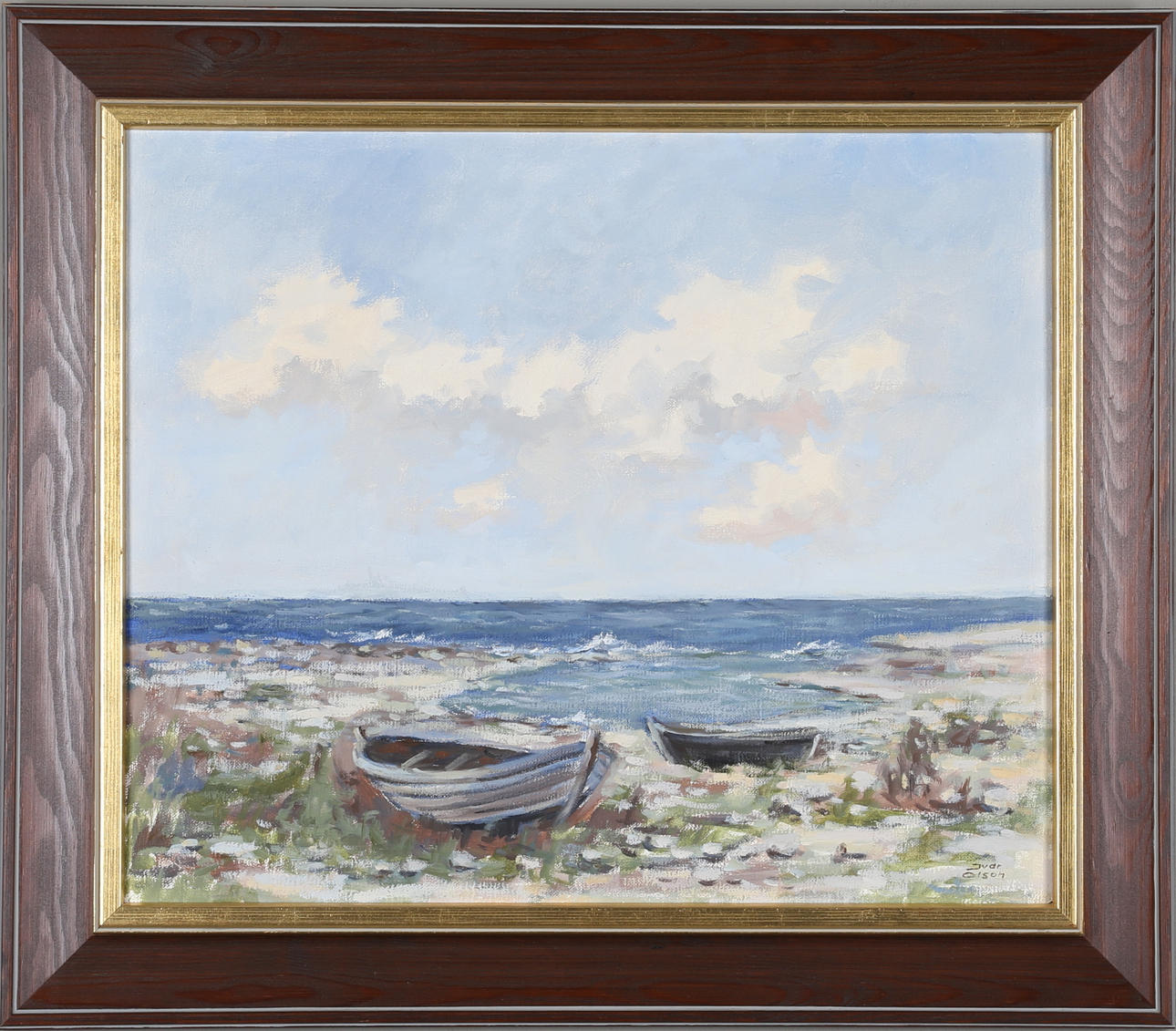 IVAR OLSON. Havslandskap, olja på duk, signerad.