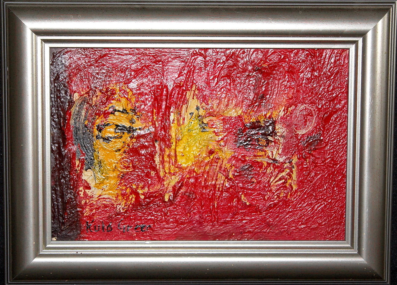 KULO GREEN. olja på duk, abstrakt, signerad.