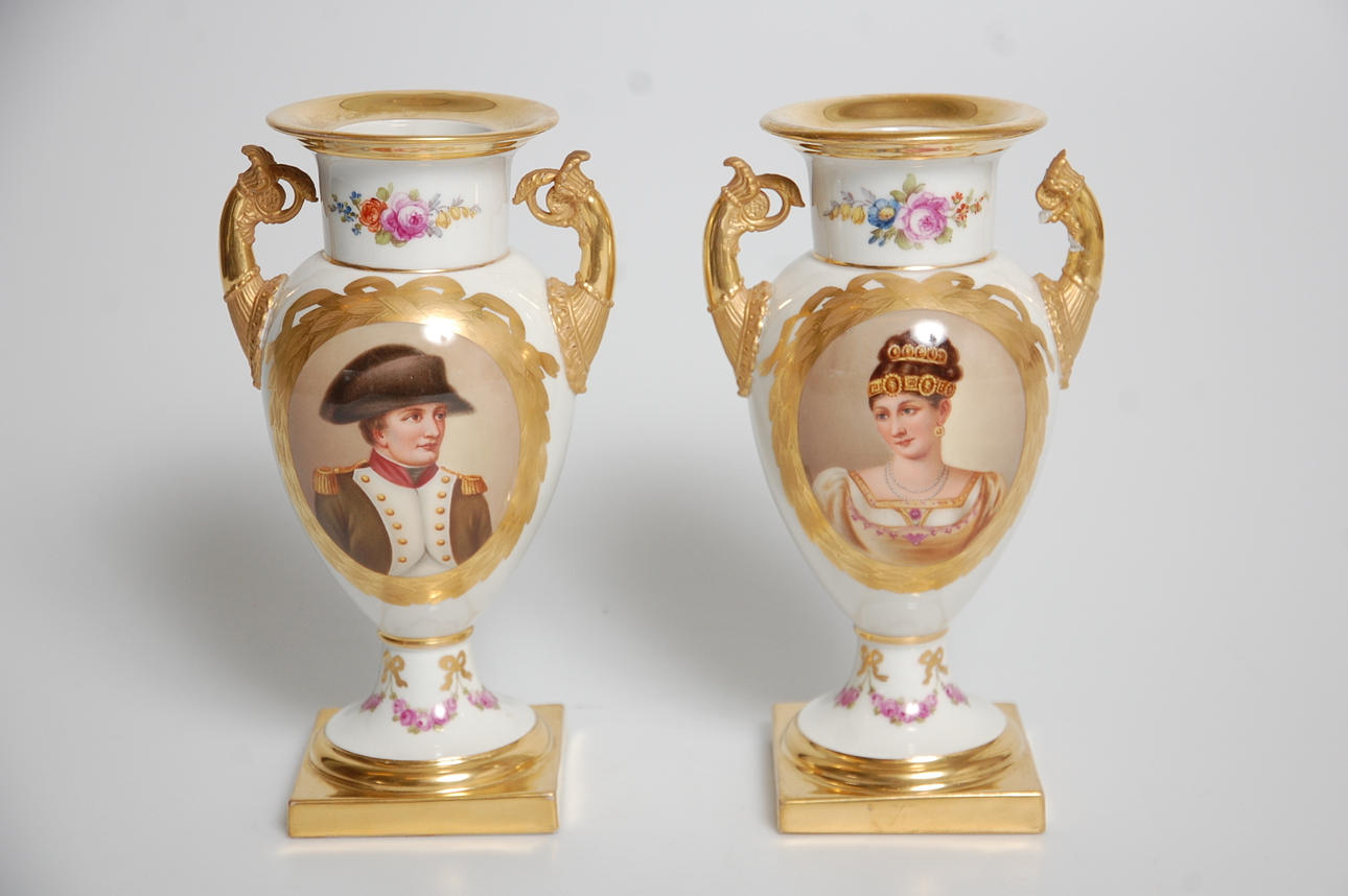 URNOR, 1 par, porslin, Napoleon Bonaparte, Joséphine, KPM Berlin 1800 tal.