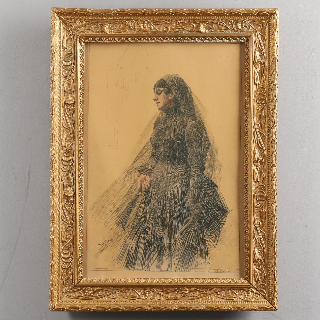 GRAFISKTTRYCK," Dam i sorg" efter Zorn.