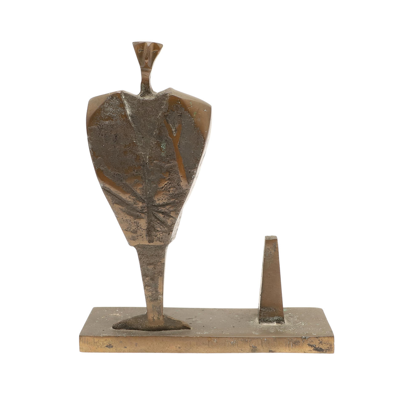 ABSTRACT BRONZE FIGURAL SCULPTURE.