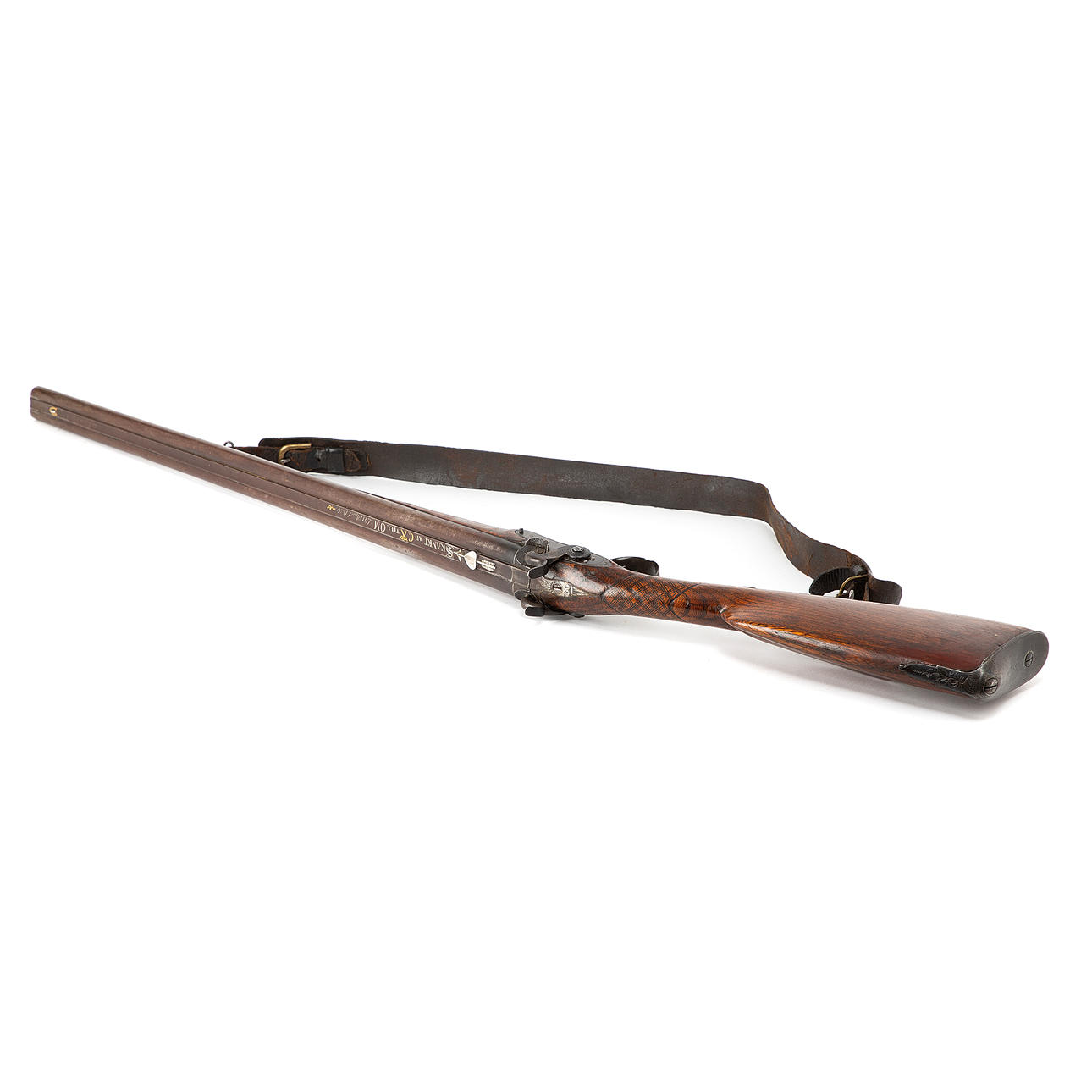 PERCUSSION LOCK RIFLE. Double-barreled, first half of the 19th century ...
