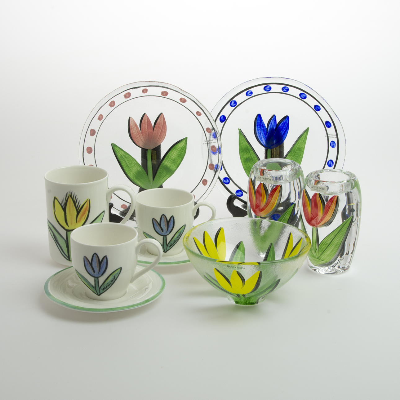 SERVISDELAR, glas/porslin, "Tulipa", Ulrica Hydman-Vallien.