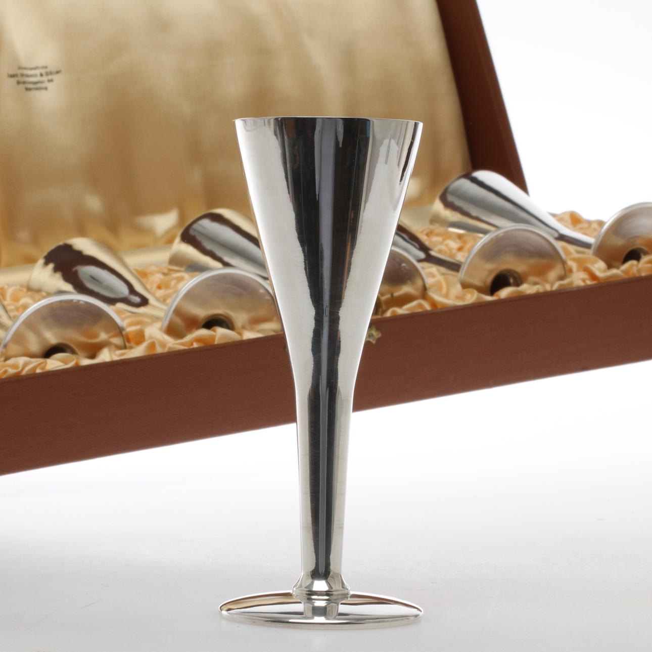 SNAPSGLAS, 6 st, silver, stämplade AÖG, 1951.