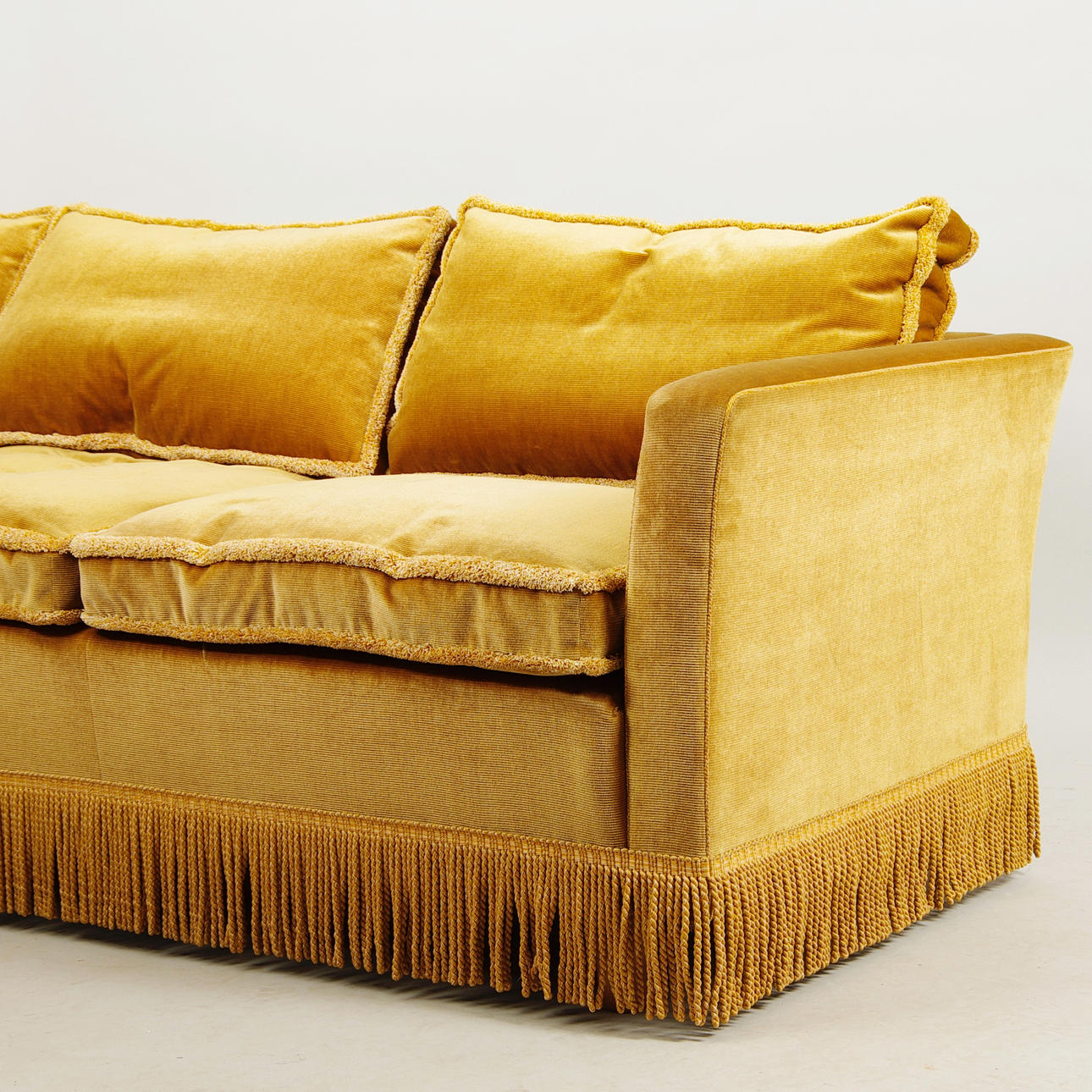 SOFFA, 3-sits, gul plysch.