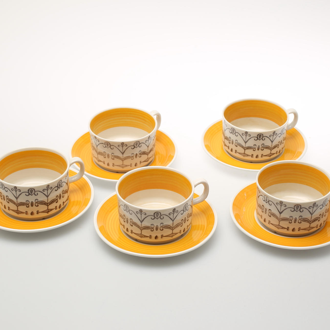 TEKOPPAR, 5 st, porslin, Gefle "Maria".