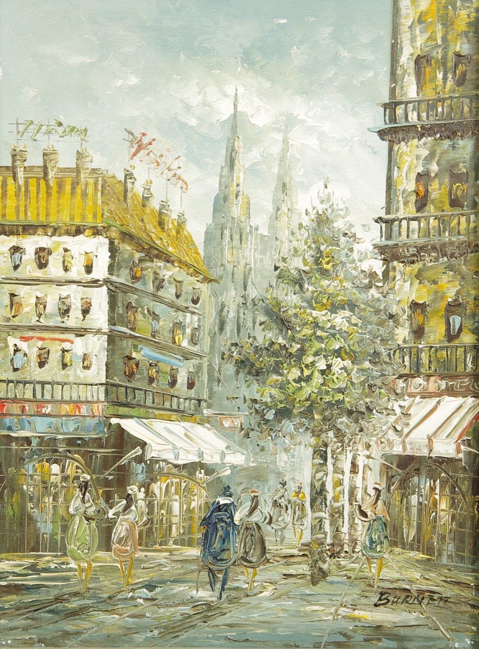 OIDENTIFIERAD KONSTNÄR. Parismotiv, oljemålning, signerad Burnett.