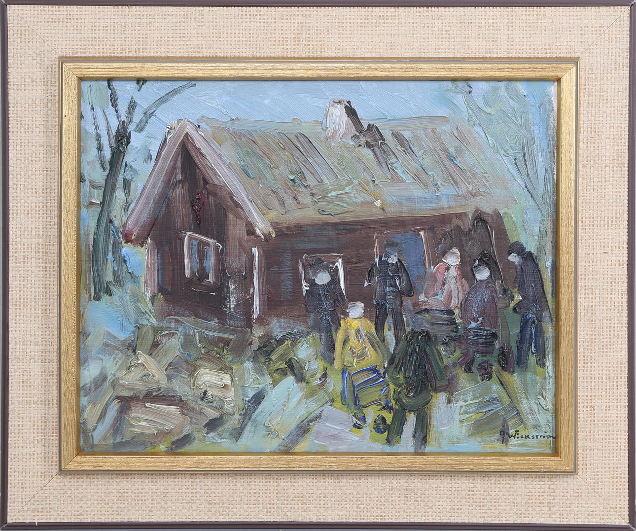 ÅKE WICKSTRÖM. Figurscen, Olja på duk, 1900-tal.