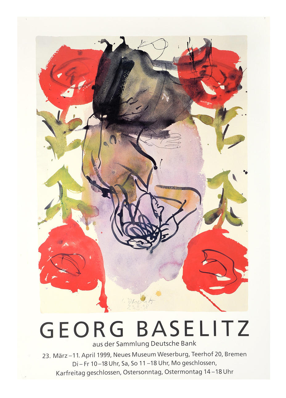 GEORG BASELITZ. Utställnings affisch. Från deutsche Banks samling, mars / april 1999.