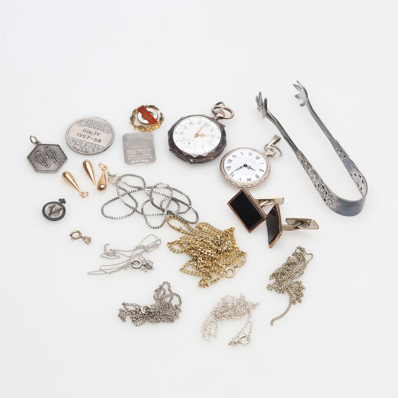 SILVER OBJECTS and 2 pocket watches, gross weight approx. 120.8 grams ...