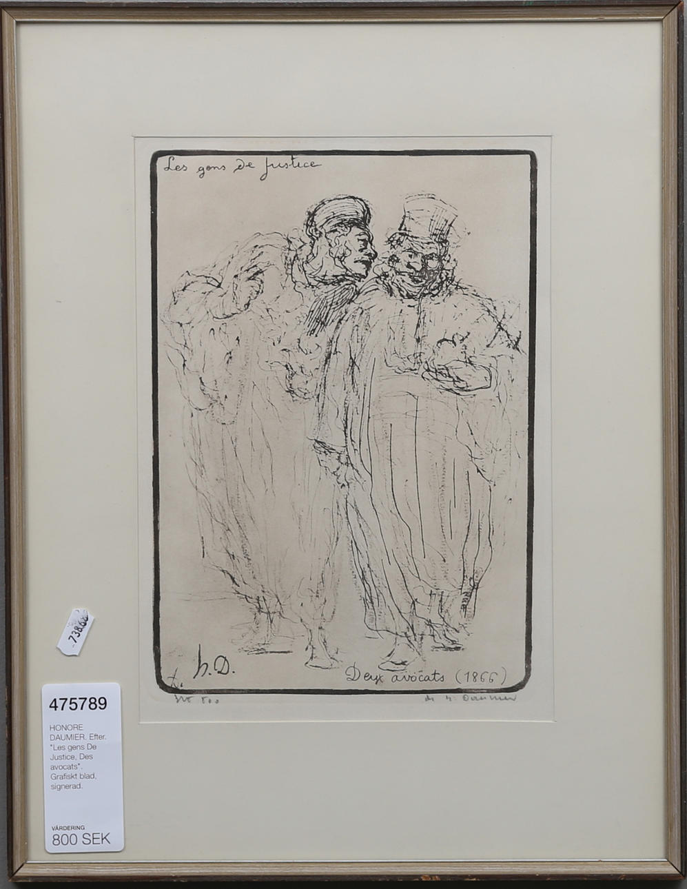 HONORE DAUMIER. EFTER. "Les gens De Justice, Des avocats". Grafiskt blad, signerad.
