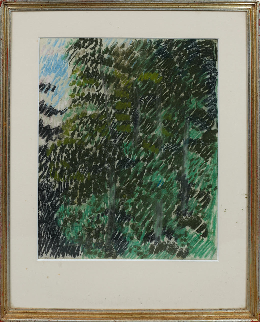 INGE SCHIÖLER. Foliage, Pastel, signed.