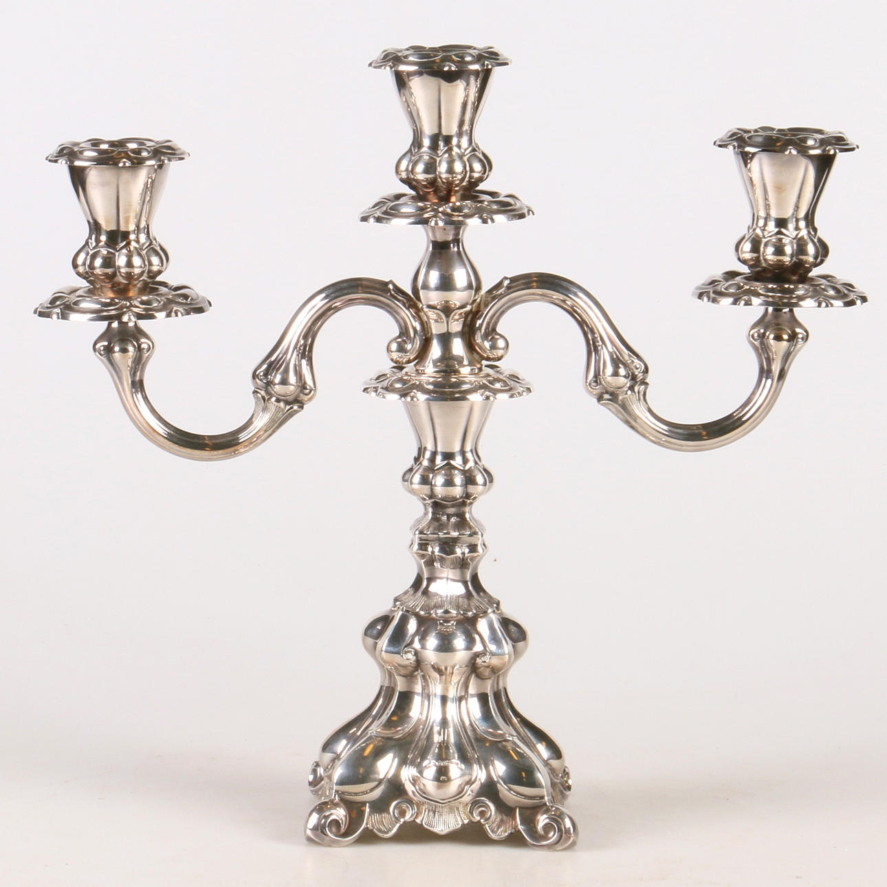 KANDELABER, silver, rokokostil, 1925.