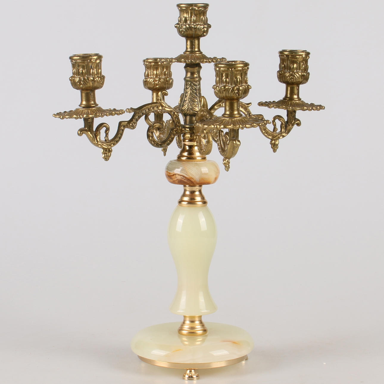 KANDELABER , mässing samt marmor, 1900-tal.