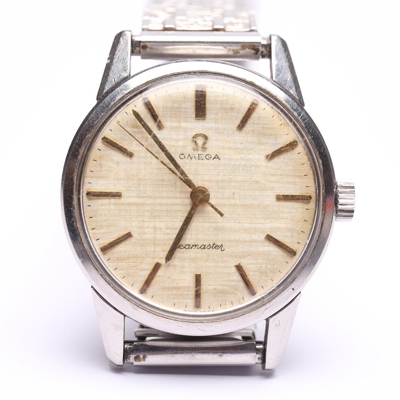 OMEGA, Seamaster, wristwatch, manual, linen dial.