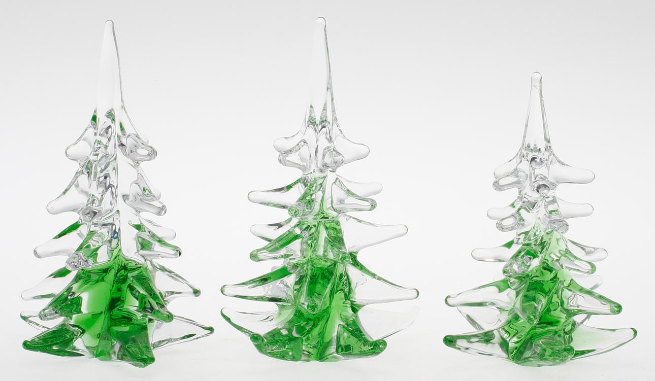 GLASFÖREMÅL, 3 delar, FM Ronneby, sign.