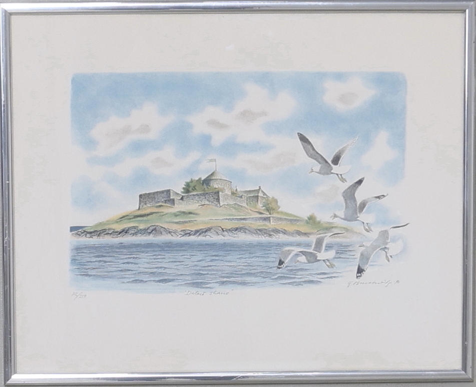GUNNAR BRUSEWITZ. lithograph, “Dalarö Skans”, signed, numbered 112/350 & dated -90.