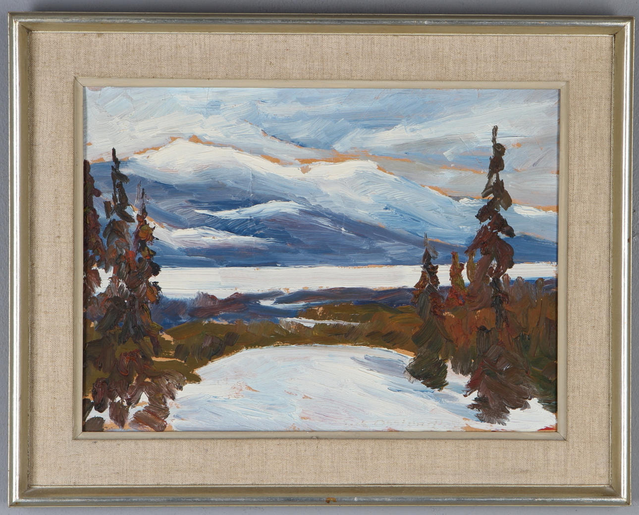 ERIK OSSLUND. Fjällandskap, olja på pannå, signerad.