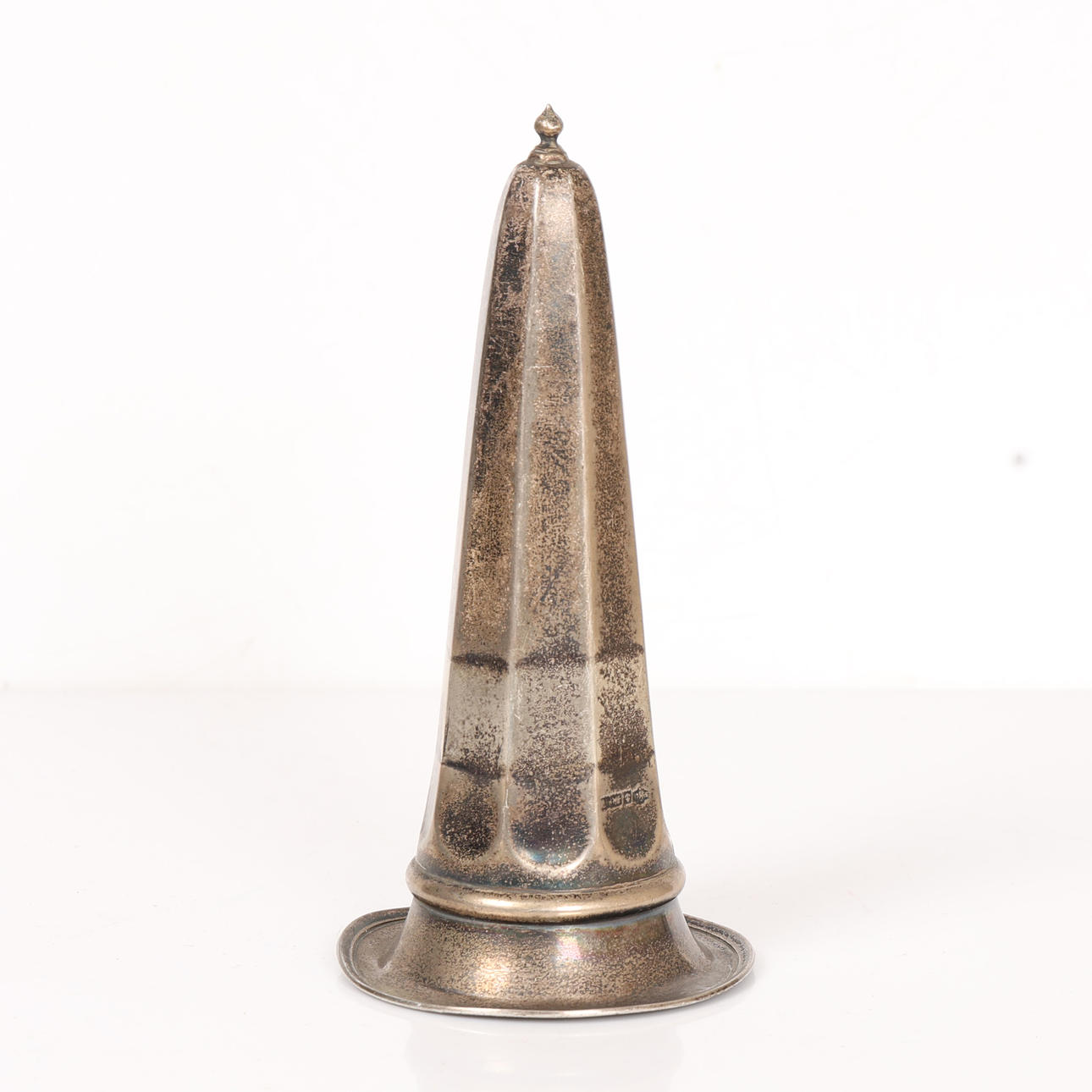 A SILVER FLUTED VASE PROBABLY FROM A CENTREPIECE.