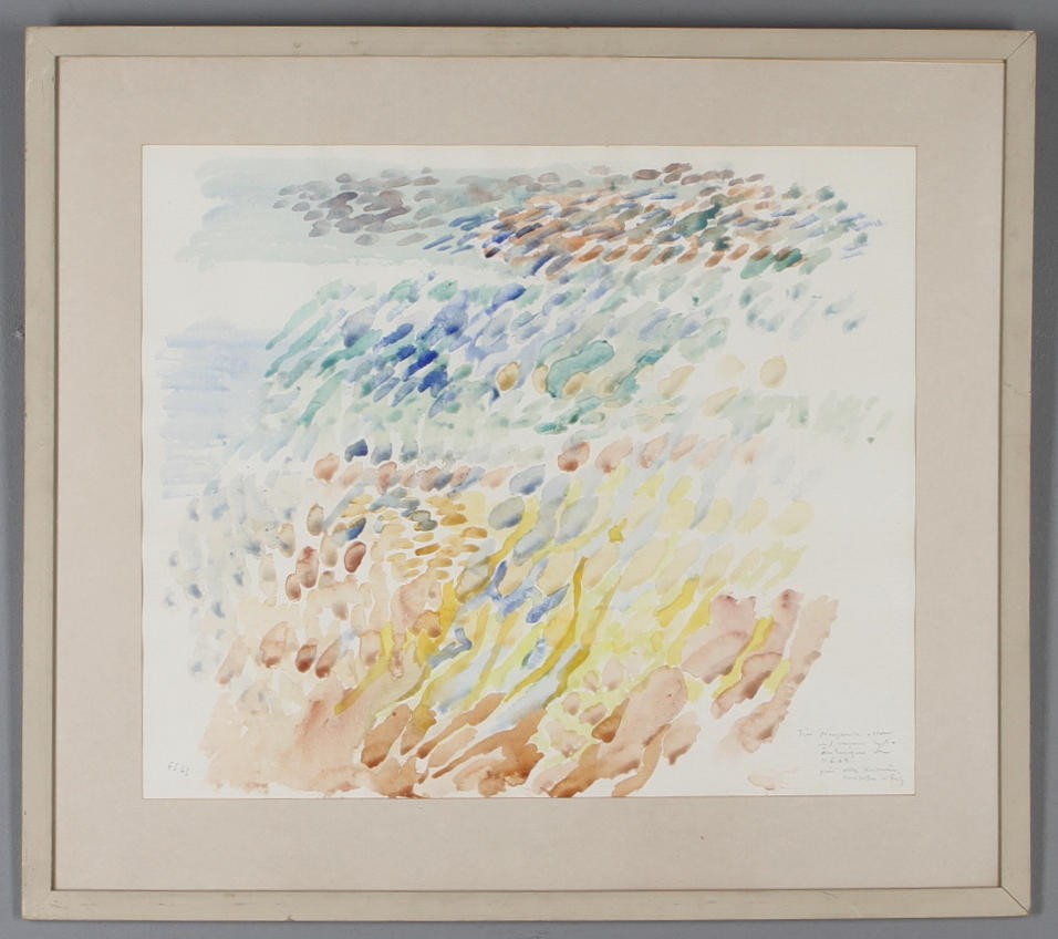 FRITZ SJÖSTRÖM. Komposition, akvarell, monogramsignerad och daterad -63.