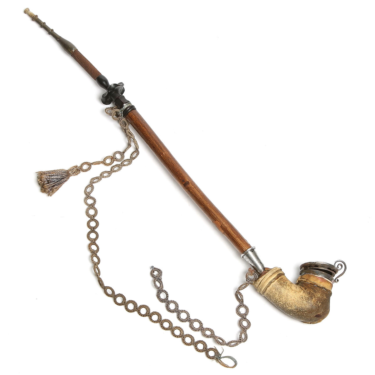 LÅNGPIPA, trä, läder och silver, 1887.