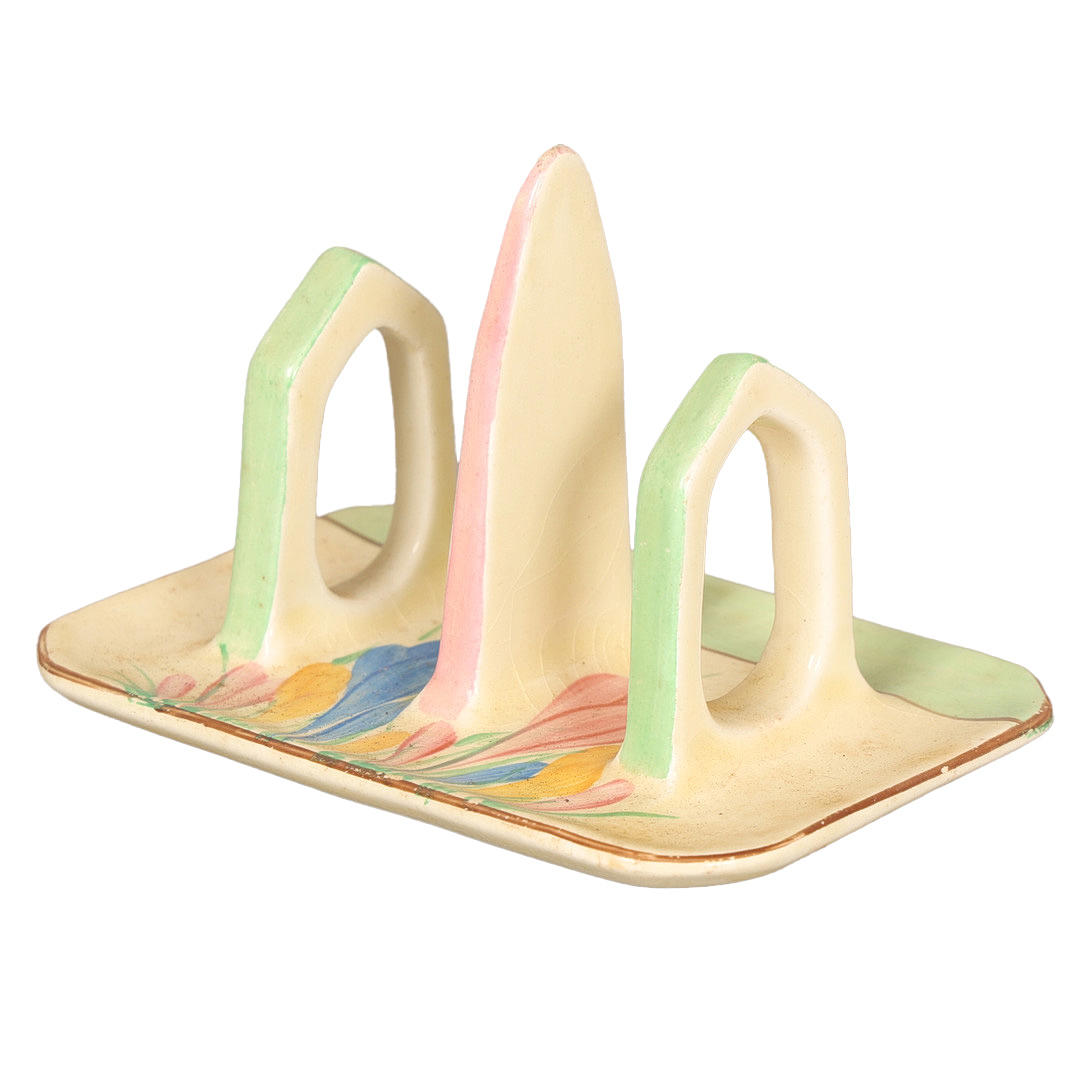 CLARICE CLIFF 'SPRING' PATTERN TOAST RACK.