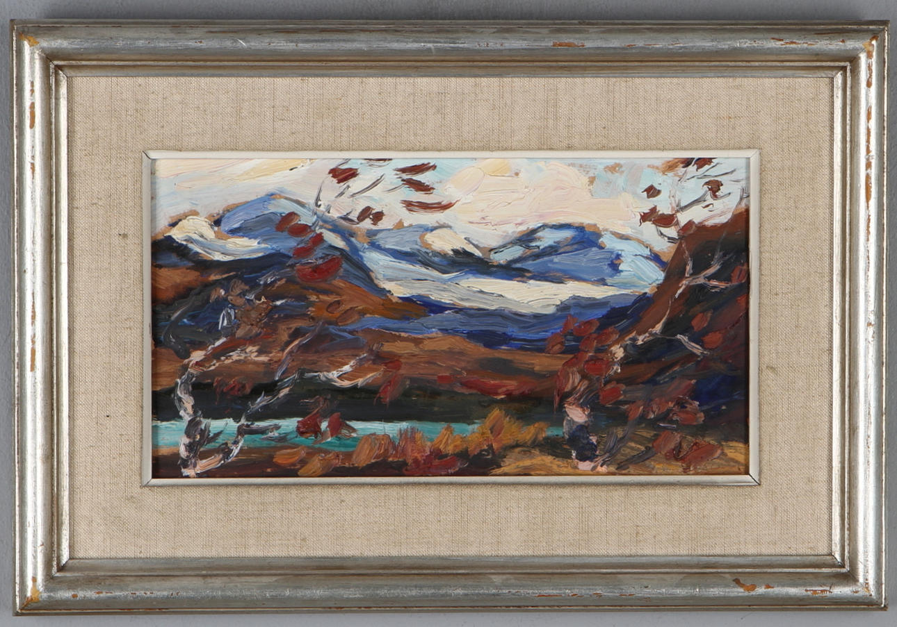 ERIK OSSLUND. TILLSKRIVEN. "Lappländskt Fjällandskap", olja på pannå, osignerad.