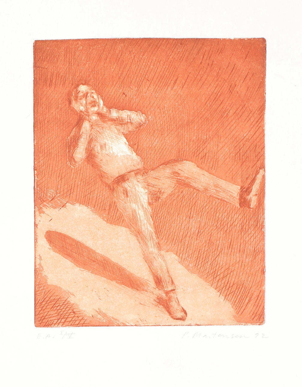 PETER MARTENSEN. Man falling backwards, etching no EA I/V, signed P ...