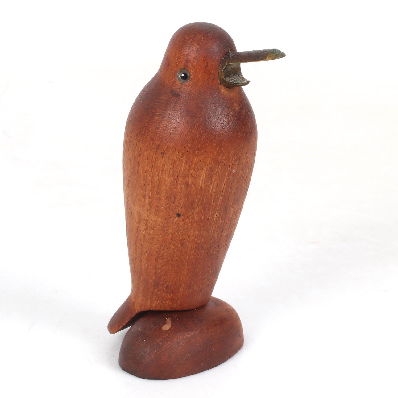 LEV KARI. Corkscrew/cap opener, bird shape, teak, Denmark.