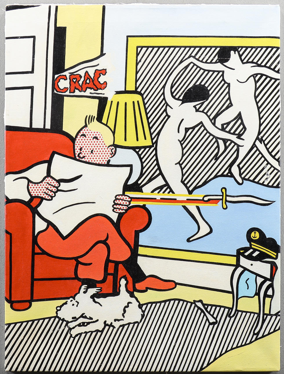 ROY LICHTENSTEIN. Kopia efter, "Tintin reading".
