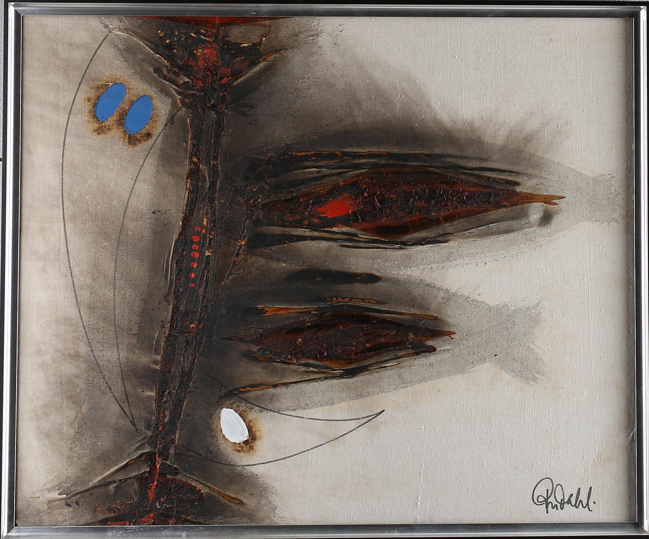 PER DAHL. (1941), Composition, oil on Board, signed.