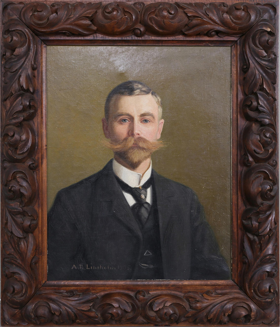 A.R. LINDHOLM. Porträtt, olja på duk, signerad.