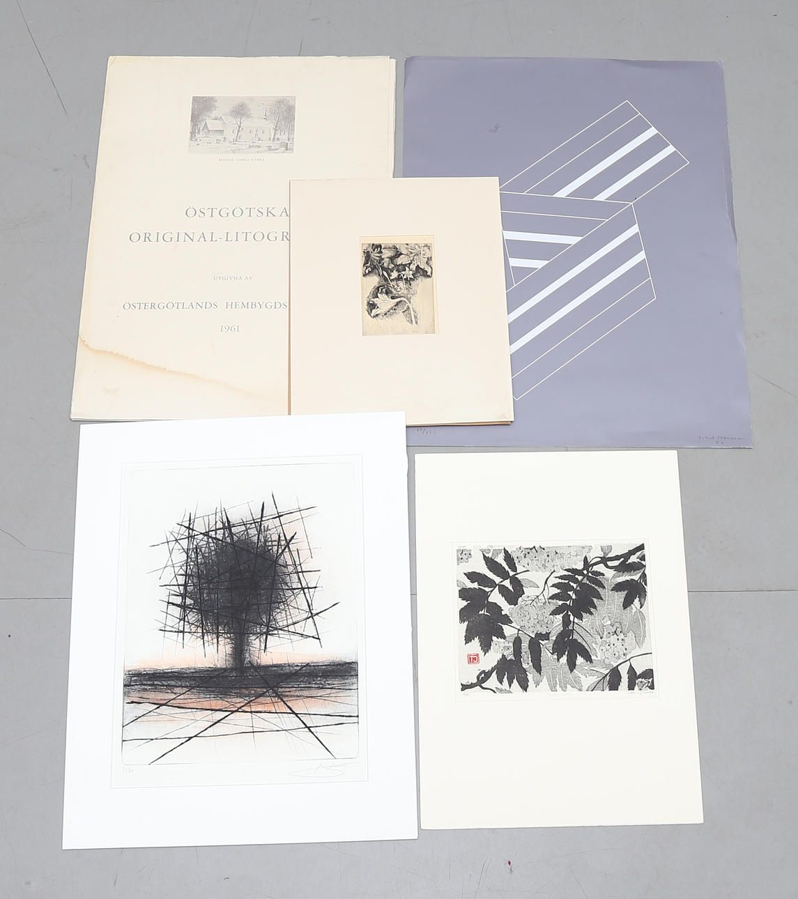 GRAFISKA BLAD, 4 st. Bland annat Erik Nordlöv, signerade.